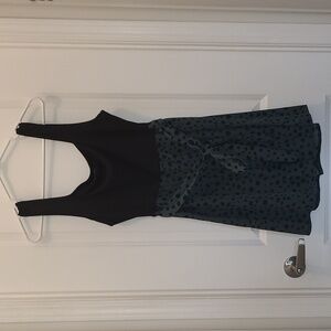 SHEIN Green Animal Print and Black Top Rommper / Waist tie.